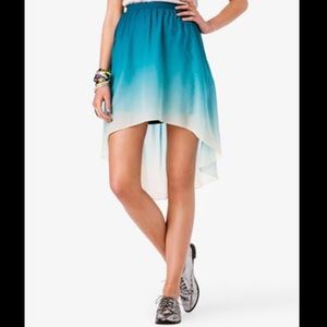 Blue and White High Low Skirt by F21